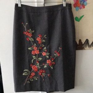 EUC embroidered straight skirt